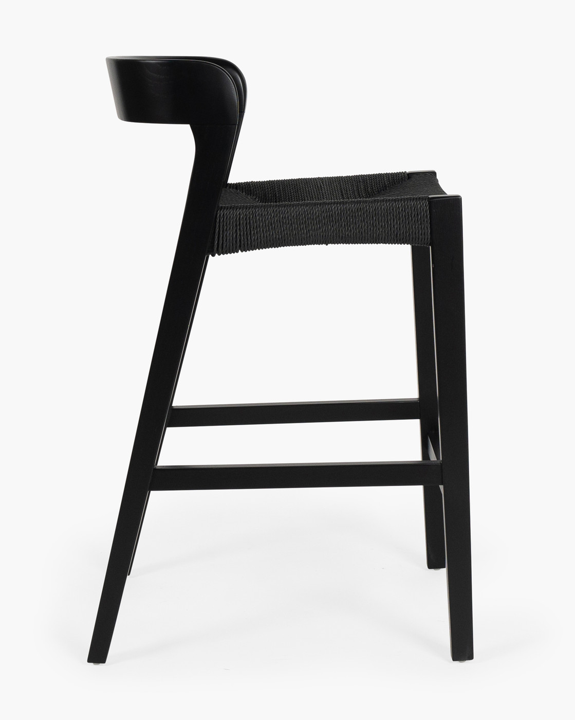Grace Bar Stool - Black, Black Rope Seat, 65cm