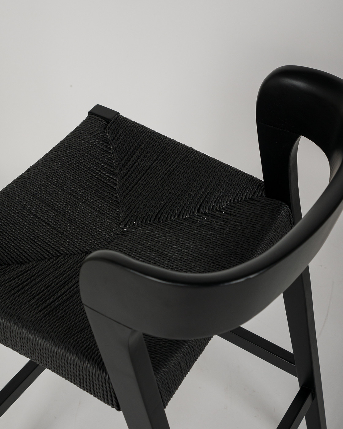 Grace Bar Stool - Black, Black Rope Seat, 65cm