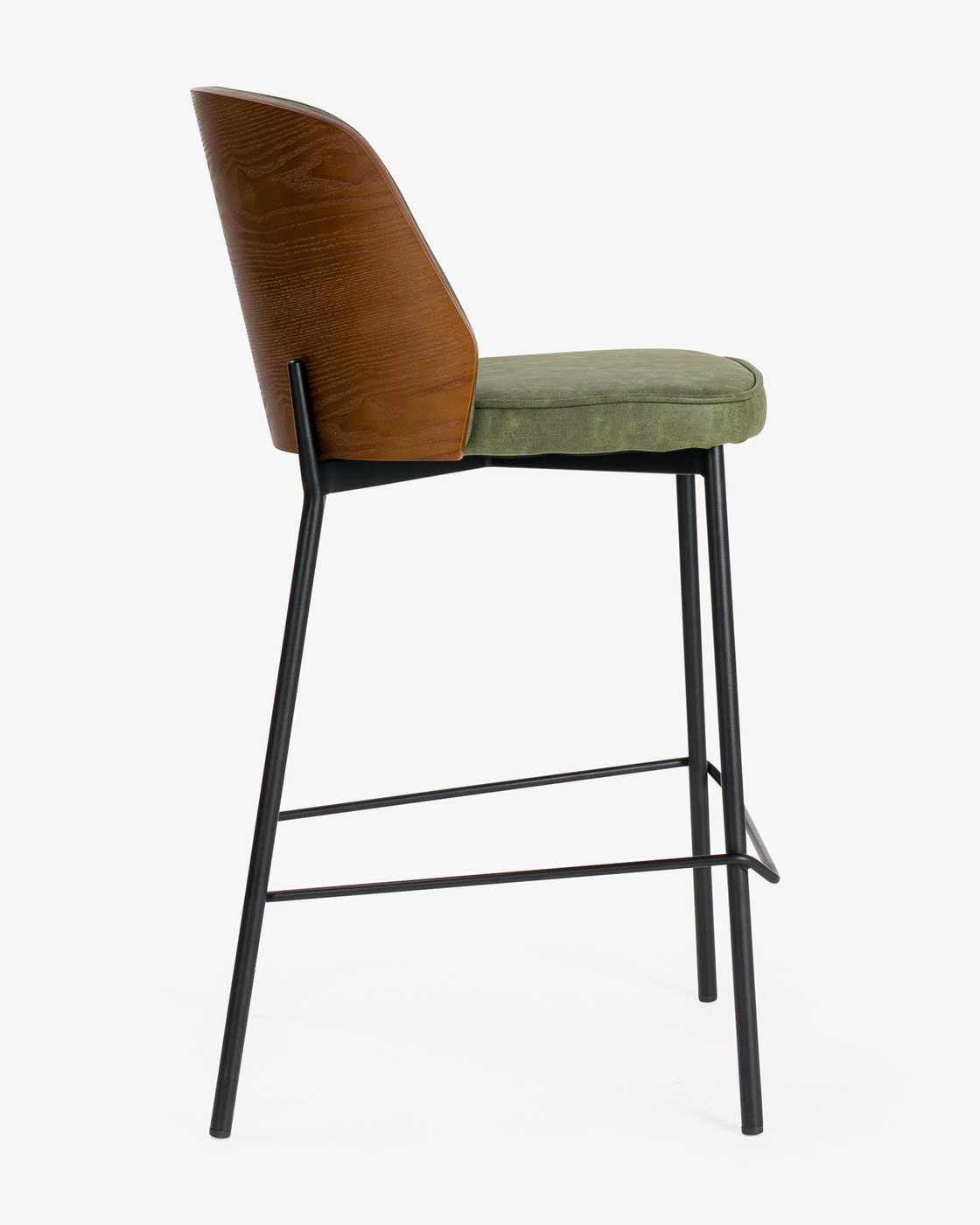 Clive Bar Stool - Dark Wood Back - Forest Green, 65Cm