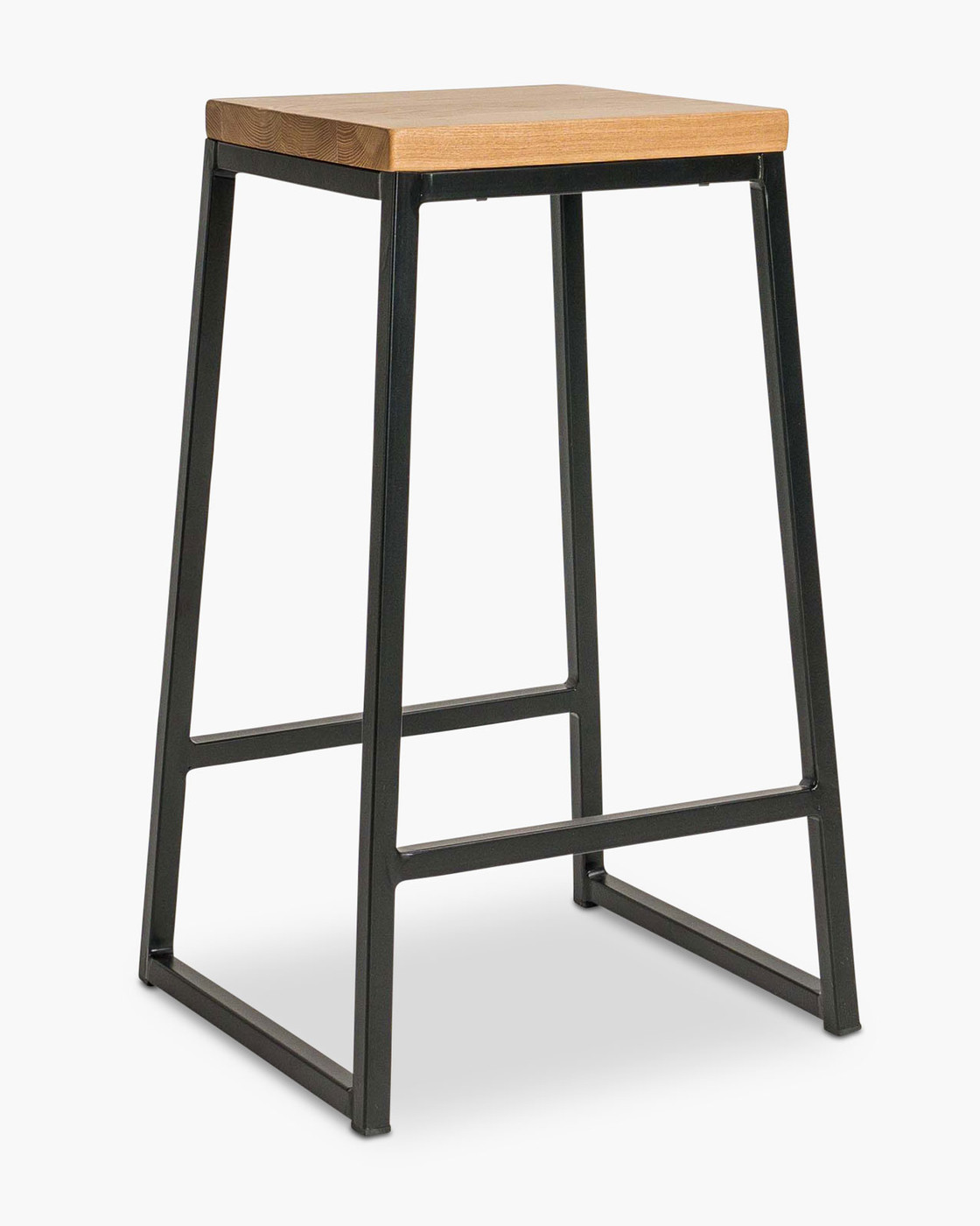 Jerry Bar Stool - Black - Natural Wood, 65Cm
