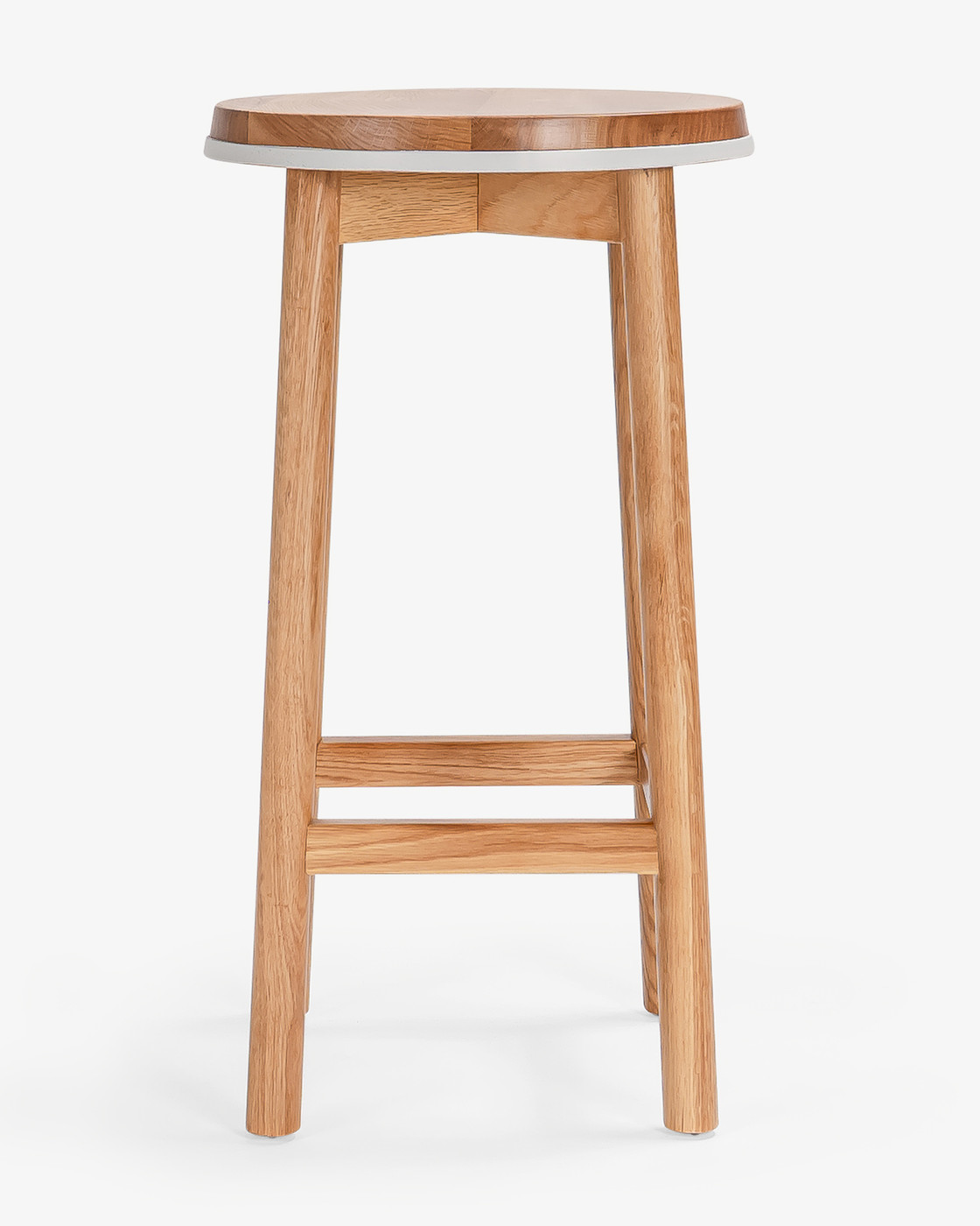 Curve Barstool - Natural Oak, White 65cm