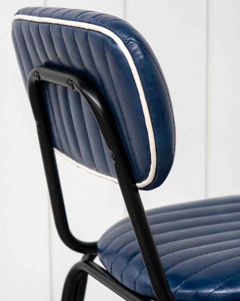 Barry Chair - Blue / White Piping