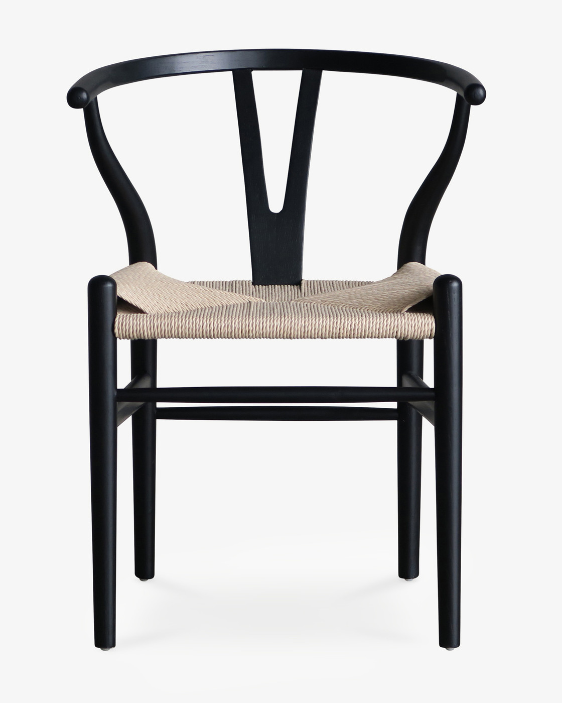 Hans Wegner Replica Wishbone Chair, Black Frame/Natural Seat