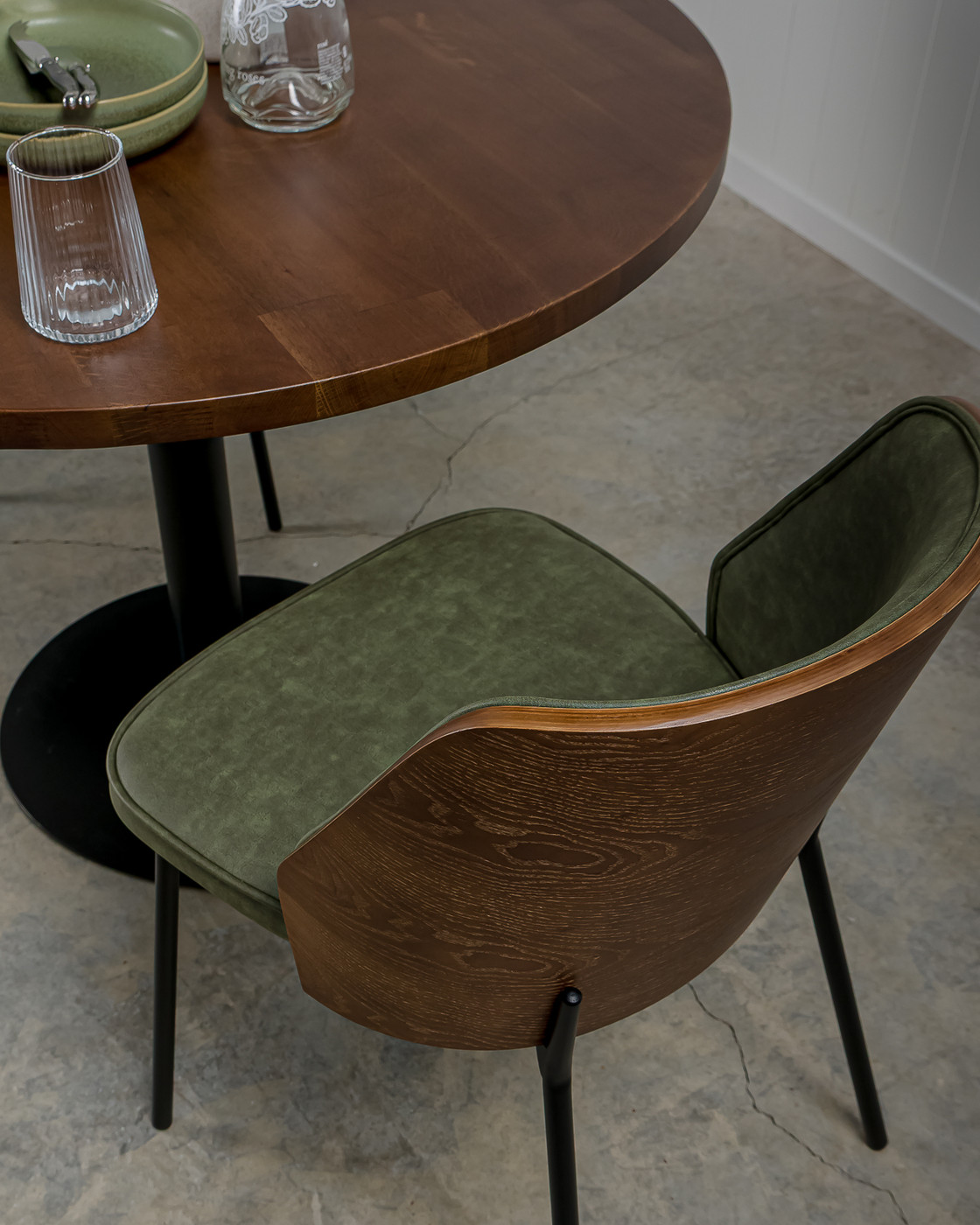 Clive Chair - Dark Wood Back, Forest Green