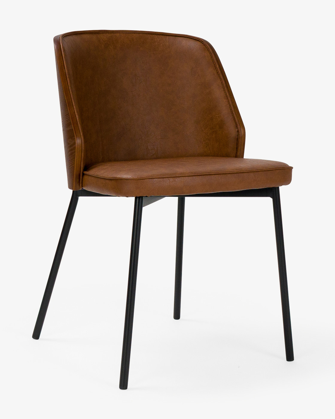 Clive Chair - Dark Wood Back, Chestnut Vinyl