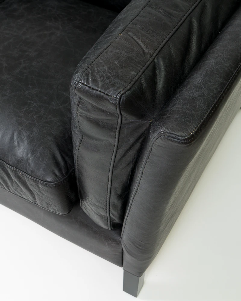 George Leather Sofa - 3 Seater, Black