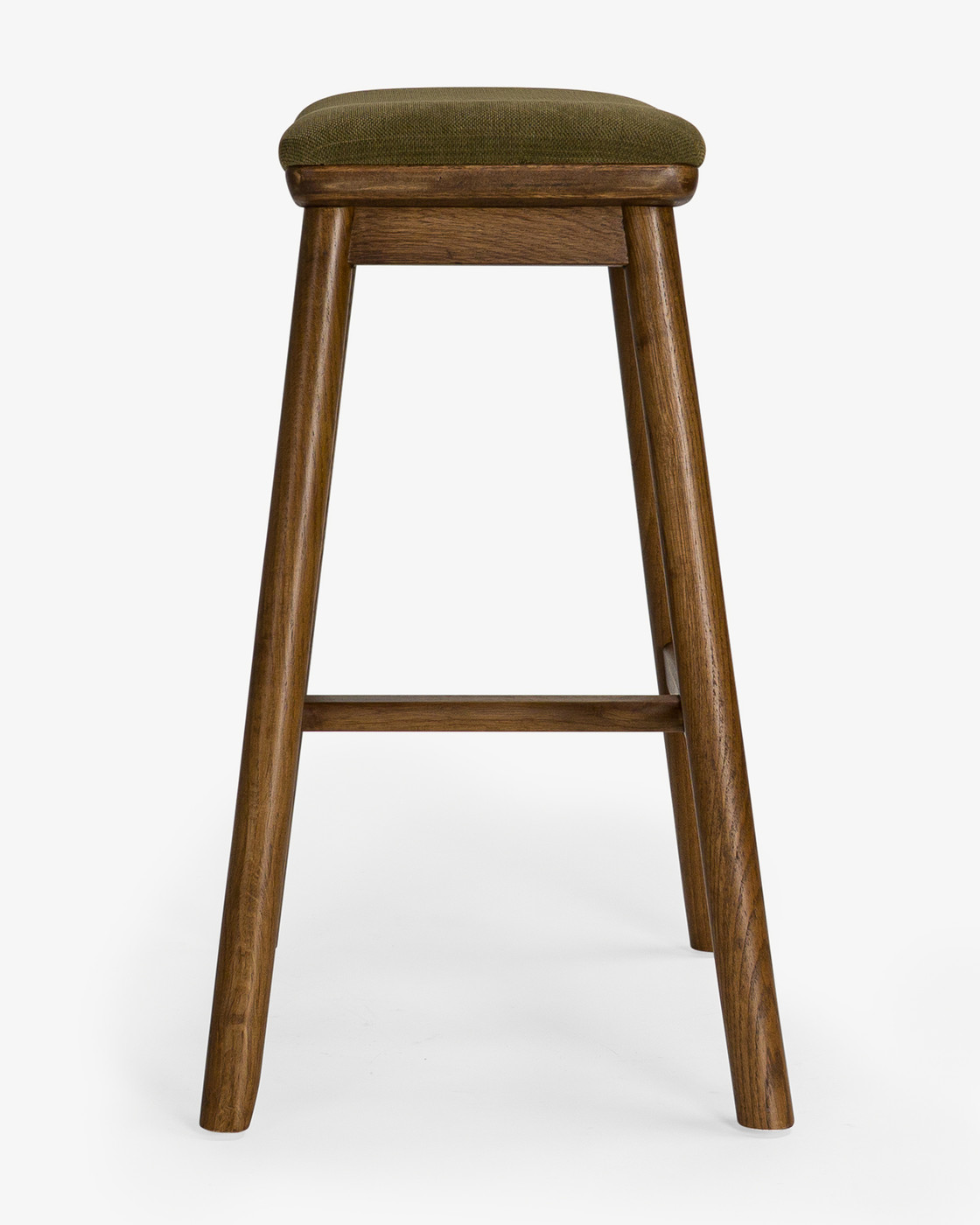 Archie Bar Stool - Walnut, 65Cm, Olive Green Seat