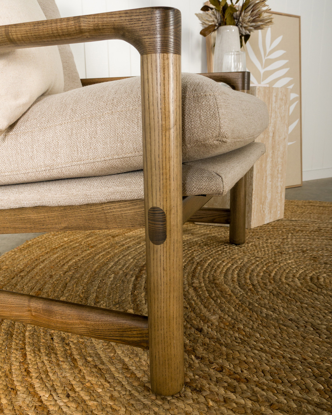 Aspen Fabric Armchair - Espresso Frame, Biscuit