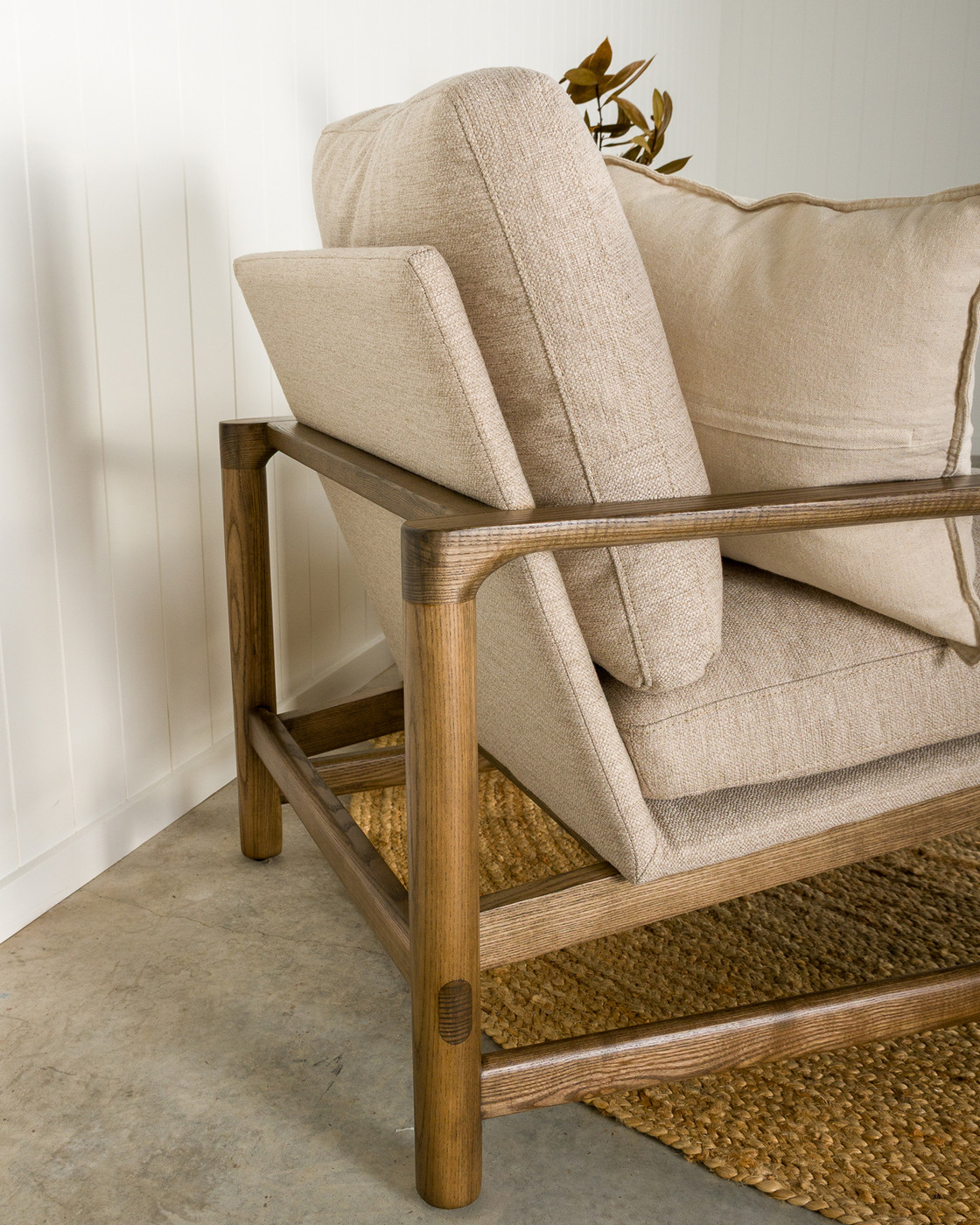 Aspen Fabric Armchair - Espresso Frame, Biscuit
