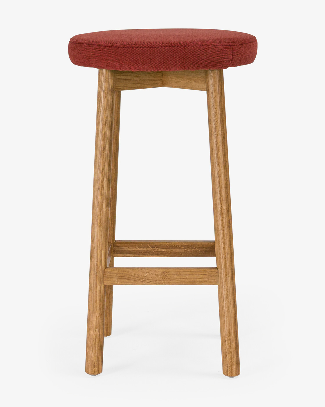 Curve Bar Stool - Natural Oak, Brick Seat 65cm
