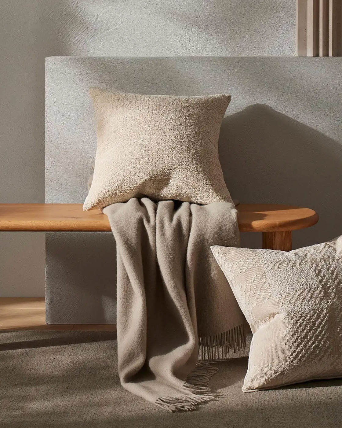 Weave Nevis Throw - 130x200cm, Limestone