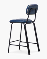 Barry Bar Stool - Blue / White Piping, 65Cm