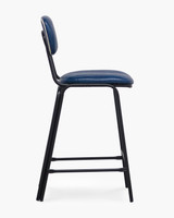 Barry Bar Stool - Blue / White Piping, 65Cm