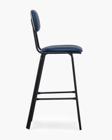 Barry Bar Stool - Blue / White Piping, 75Cm
