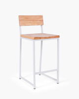 Baxter Barstool  - White - Natural Wood, 65Cm