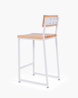 Baxter Barstool  - White - Natural Wood, 65Cm