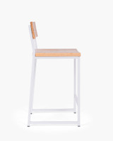 Baxter Barstool  - White - Natural Wood, 65Cm
