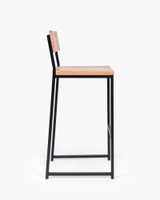 Baxter Barstool  - Matt Black - Natural Wood, 75Cm