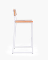 Baxter Barstool  - White - Natural Wood, 75Cm