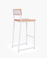 Baxter Barstool  - White - Natural Wood, 75Cm