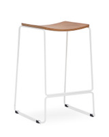 Colorado Wire Bar Stool - White, Ply Seat 75Cm