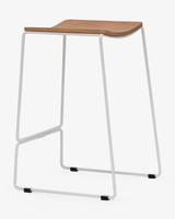 Colorado Wire Bar Stool - White, Ply Seat 75Cm