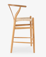 Hans Wegner Replica Wishbone Barstool - Natural, 65Cm
