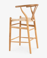 Hans Wegner Replica Wishbone Barstool - Natural, 65Cm