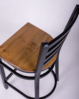 Mitchell Barstool - Matt Black, Wooden Seat, 65Cm