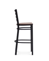 Mitchell Barstool - Matt Black, Wooden Seat, 75Cm