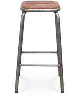 Pedro Bar Stool - Raw Metal Varnish - Walnut Wood, 65Cm