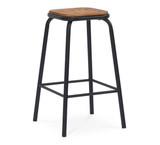 Pedro Bar Stool - Matt Black - Walnut Wood, 78Cm