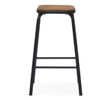 Pedro Bar Stool - Matt Black - Walnut Wood, 78Cm