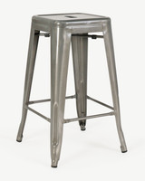 Tolix Replica Bar Stool - Raw Metal Varnish, 75Cm