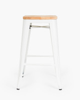 Tolix Replica Bar Stool Solid Ash Seat - Matt White, 66Cm