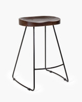 Trevor Wooden Bar Stool - Black, 65Cm - Walnut Seat