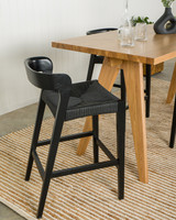 Grace Bar Stool - Black, Black Rope Seat, 65cm