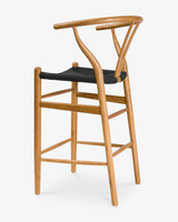 Hans Wegner Replica Wishbone B/Stool, Nat w Black Seat, 65Cm