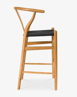 Hans Wegner Replica Wishbone B/Stool, Nat w Black Seat, 65Cm