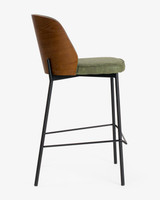 Clive Bar Stool - Dark Wood Back - Forest Green, 65Cm
