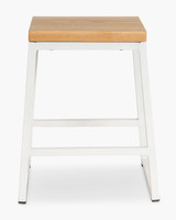 Jerry Bar Stool - White - Natural Wood, 45Cm