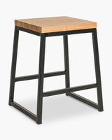 Jerry Bar Stool - Black - Natural Wood, 45Cm