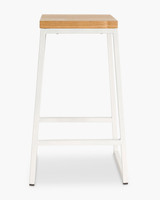 Jerry Bar Stool - White - Natural Wood, 65Cm