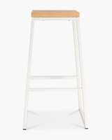 Jerry Bar Stool - White - Natural Wood, 75Cm