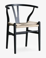 Hans Wegner Replica Wishbone Chair, Black Frame/Natural Seat