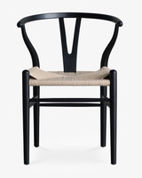 Hans Wegner Replica Wishbone Chair, Black Frame/Natural Seat