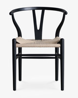 Cintesi Hans Wegner Replica Wishbone Chair - Black, Natural Seat 