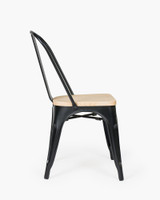 Tolix Replica Chair With Solid Ash Seat  - Matt Black