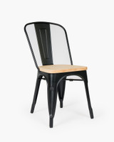 Tolix Replica Chair With Solid Ash Seat  - Matt Black