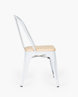 Tolix Replica Chair With Solid Ash Seat - White